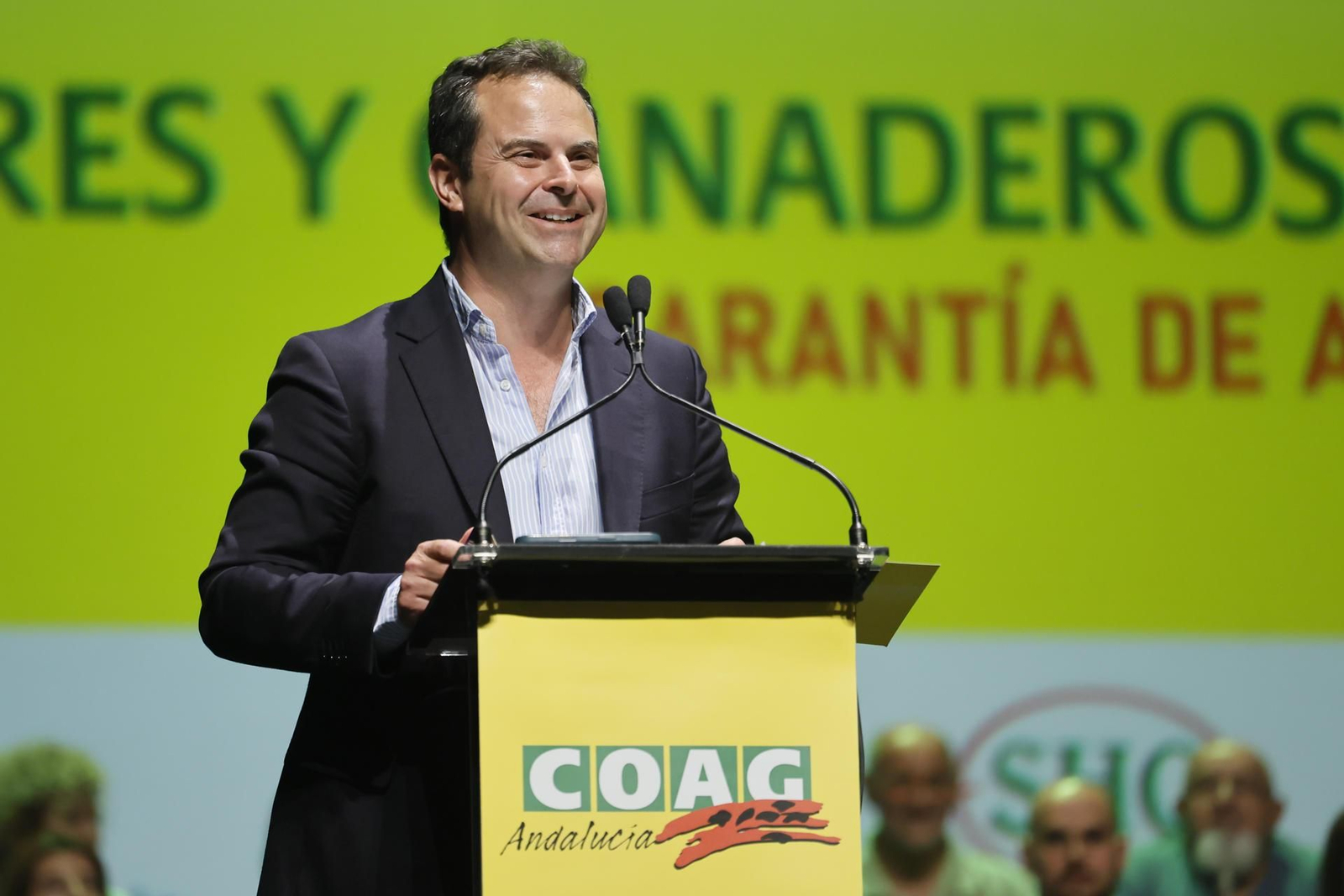 GRAFAND8807. SEVILLA, 28/05/2025.-José Luis Ávila, nuevo secretario general de la Coordinadora de Organizaciones de Agricultores y Ganaderos ,COAG Andalucía, durante su intervención en la clausura del XI Congreso Regional en el que se ha despedido Miguel López tras haber dirigido esta organización durante casi cuatro décadas, este miércoles en Sevilla.EFE/José Manuel Vidal